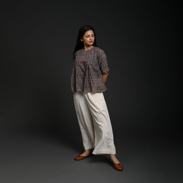 Pleated Top - Ajrakh Cotton