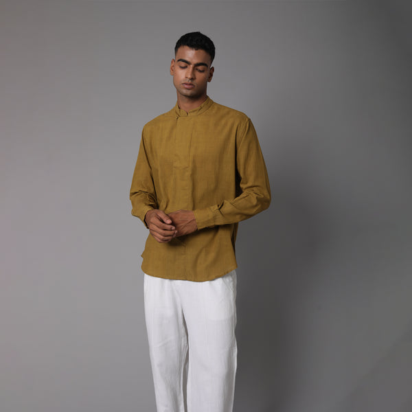 Potli Button Full Sleeve Short Kurta Cotton