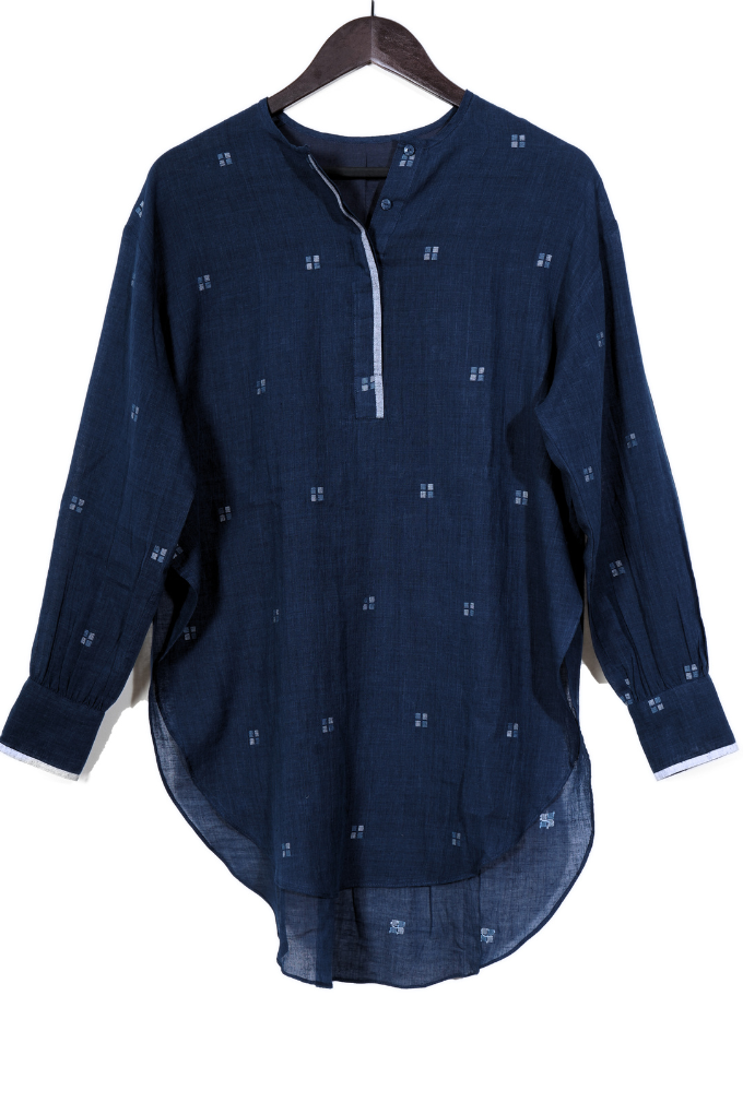 Blue double coloured Jamdani Shirt