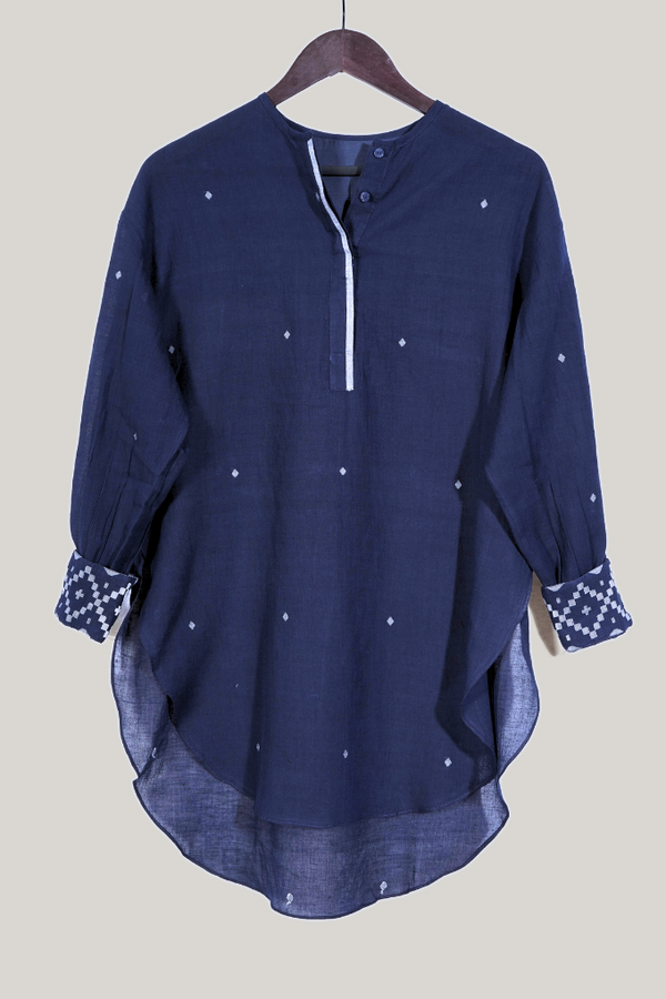 dark blue with border JAMDANI SHIRT