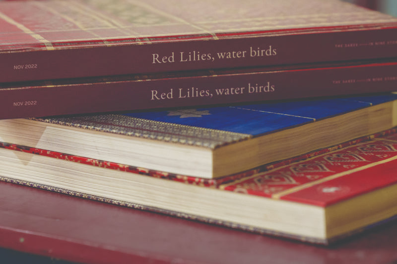 Red Lilies, Water Birds - The Saree in Nine Stories