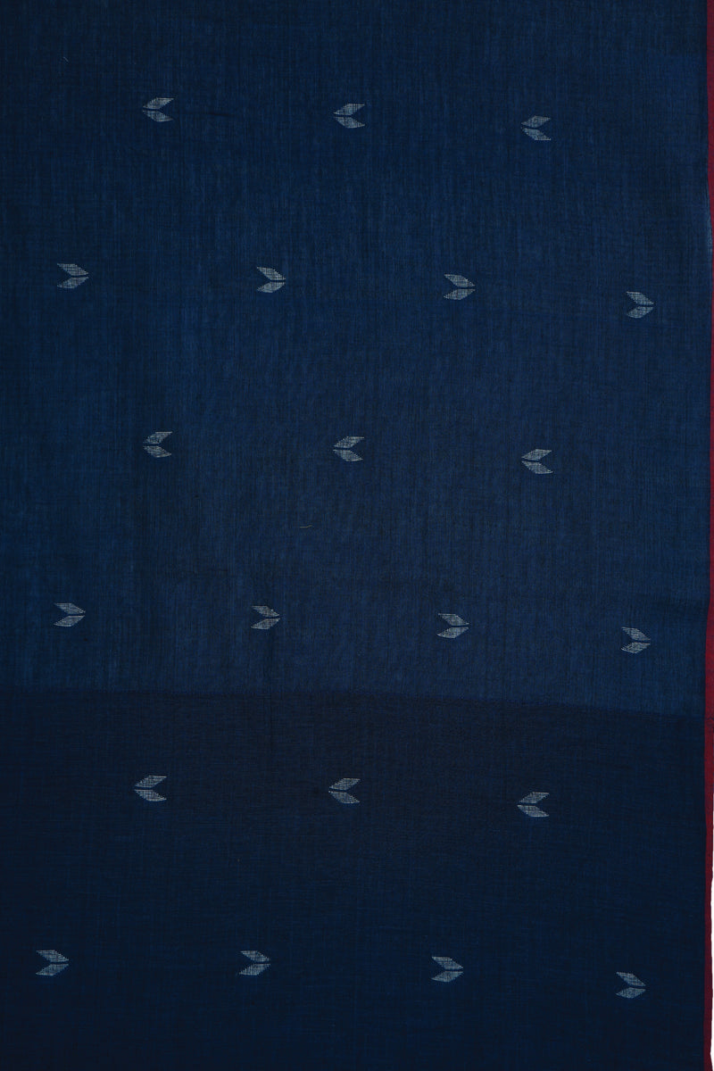 BLUE JAMDANI SAREE WITH RED SELVEDGE
