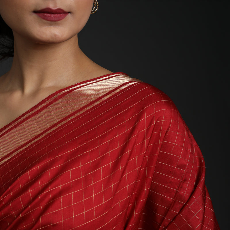 Vishwakarma Checks - Silk - Red